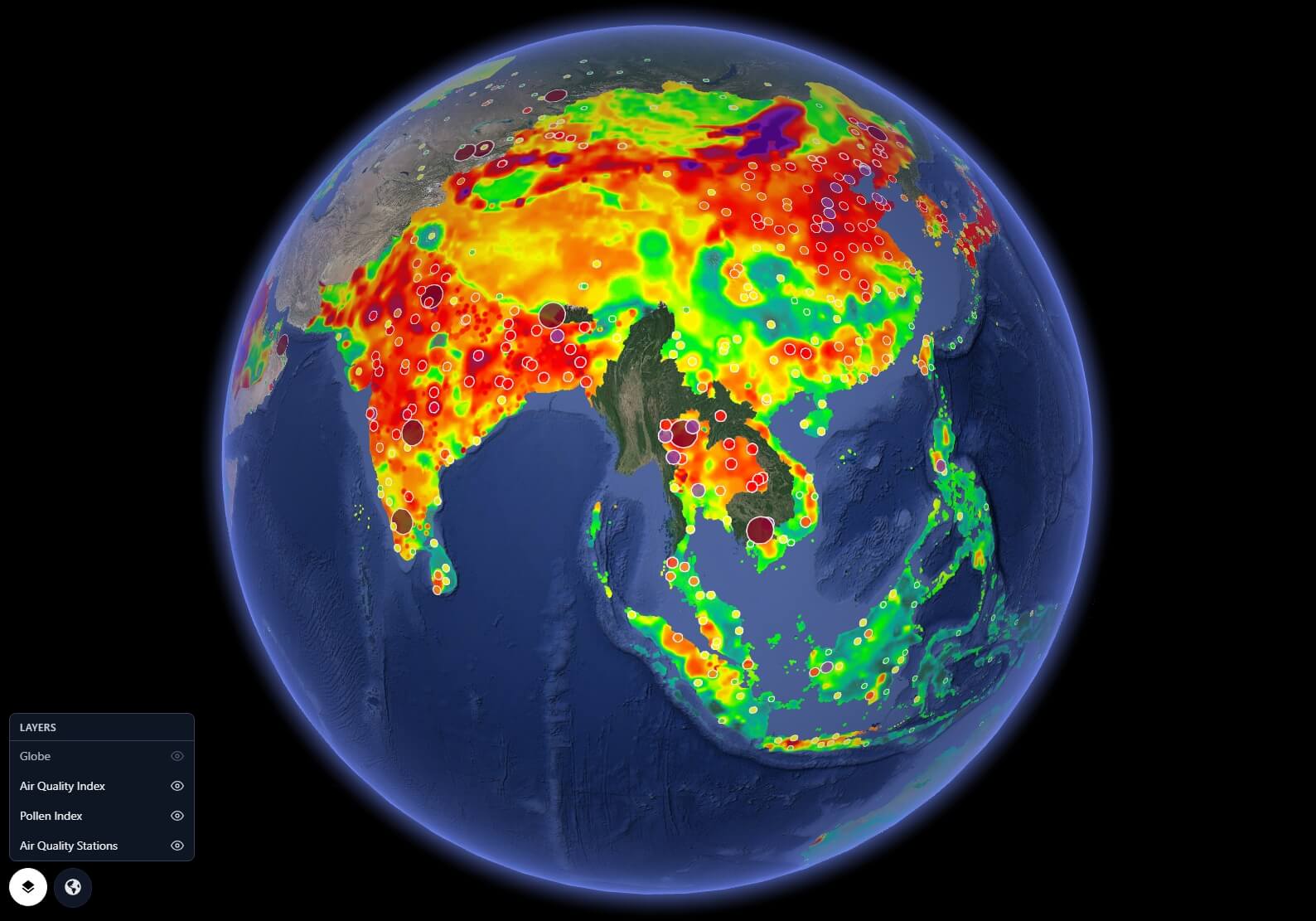 Air Quality Index, Pollen & Stations